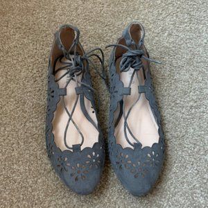 Torrid Eyelet Grey Flats Strappy Ties at ankle 11W
